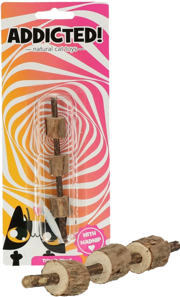 Houten Kattenspeeltje met MADNIP – Addicted! Triple Wood - Afbeelding 1