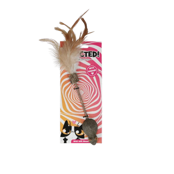 Speelstok voor Katten met Muis, Veren en MADNIP – Addicted! Stick with Mouse & Feathers