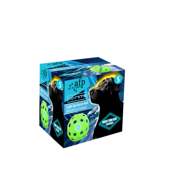 Hondenbal in Voetbalvorm met Knipperlicht en Gaten – AFP K-Nite Light Up Soccer Ball Medium