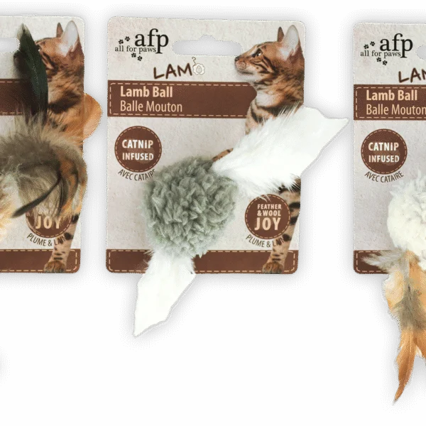 Kattenbal met Catnip en Vogelgeluid, 5 x 5 x 3 cm – AFP Lambswool Lamb Ball