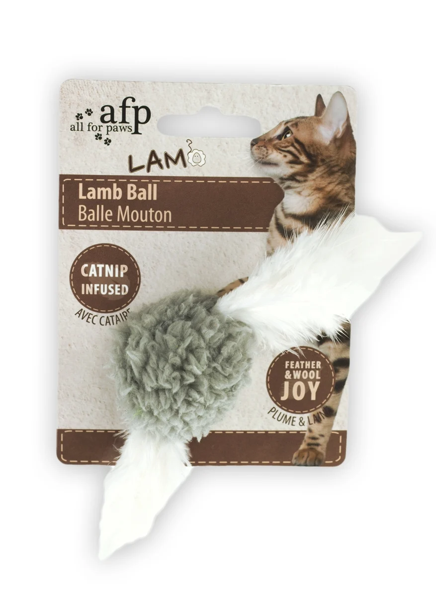 Kattenbal met Catnip en Vogelgeluid, 5 x 5 x 3 cm – AFP Lambswool Lamb Ball - Afbeelding 4