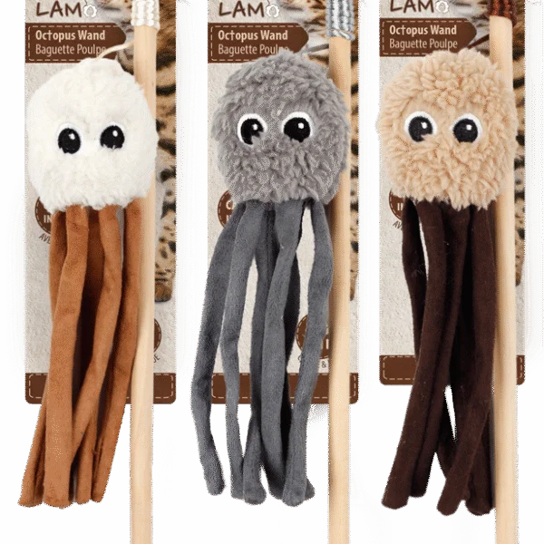 Kattenhengel met Krakende Octopus en Catnip – AFP Lambswool Octupus Wand