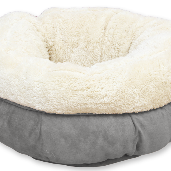Donutvormige Hondenmand van Pluche Grijs, 45 x 45 x 25 cm – AFP Lambswool Donut Bed