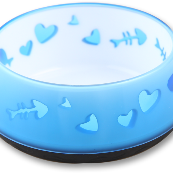 Voerbak en Drinkbak voor Katten met Rubberen Onderzijde, Ø 10 cm, Blauw – AFP Modern Cat - Cat Love Bowl