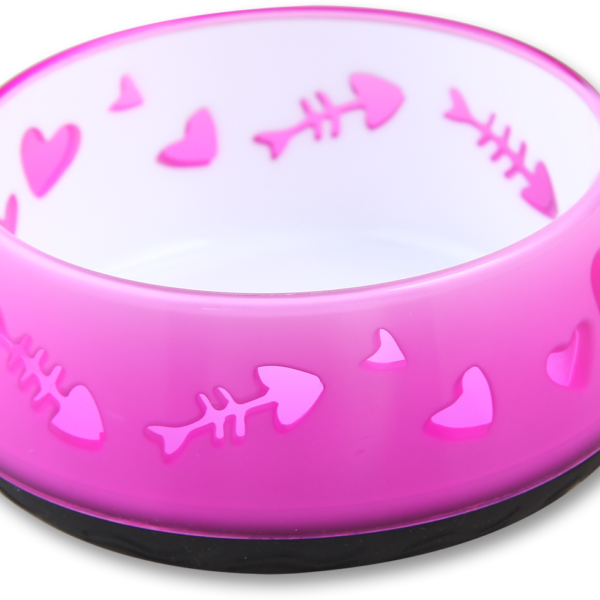 Voerbak en Drinkbak voor Katten met Rubberen Onderzijde, Ø 10 cm, Roze – AFP Modern Cat - Cat Love Bowl