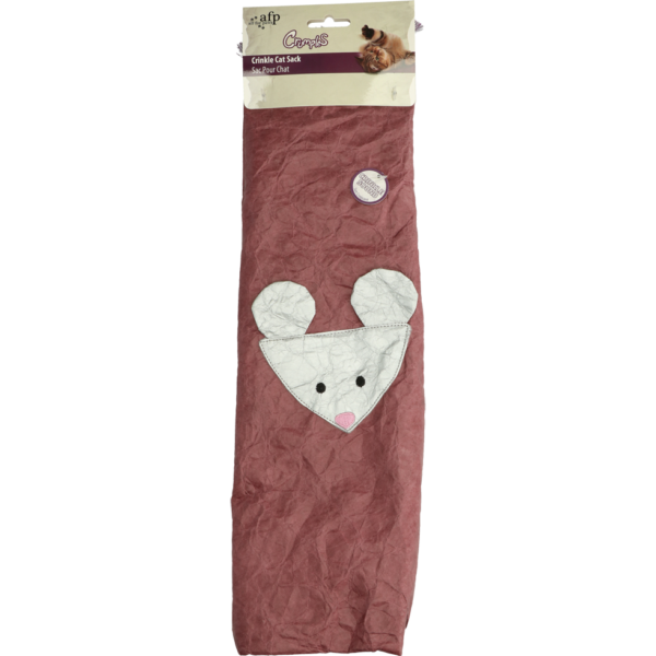 Kattenspeeltje van Knisperpapier met Veren, Paars, 45 cm – AFP Crumples - Crinkle Cat Sack