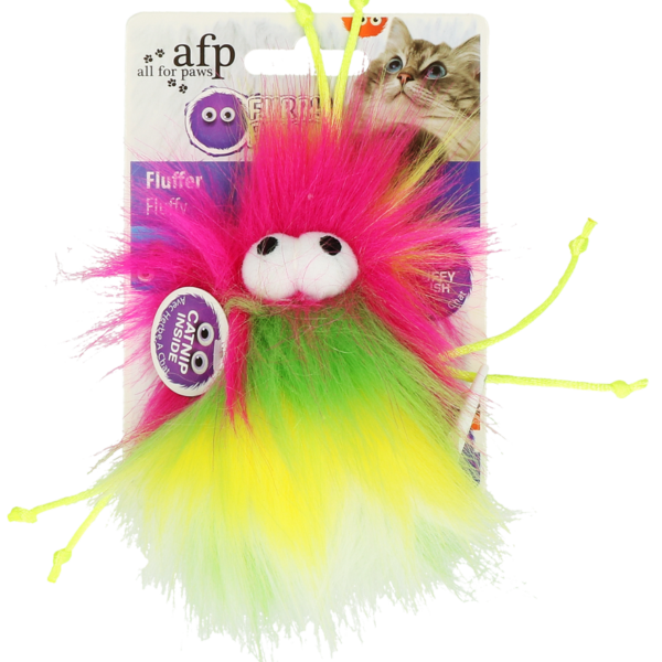 Kattenbal met Touwtjes en Catnip, 8 x 5,5 x 3 cm – AFP Furry Ball - Fluffer