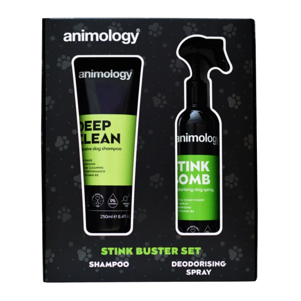 Vachtreinigingsset voor Honden met Shampoo en Deodoriserende Spray, 2 Producten – Animology Stink Buster Set