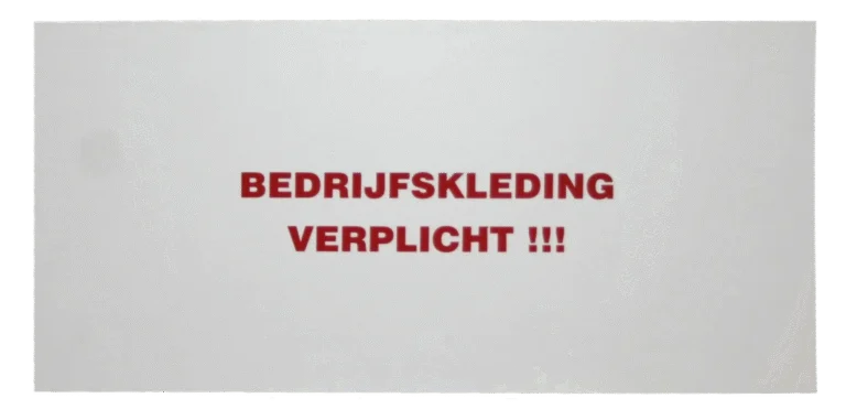 Instructiebord Bedrijfskleding Verplicht, 20 x 40 cm