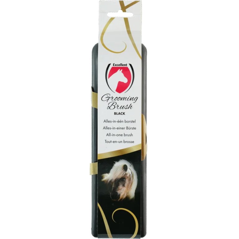 Paardenborstel L voor Vachtverzorging, 23 x 6,5 x 3 cm, Zwart – Excellent Horse Grooming Brush
