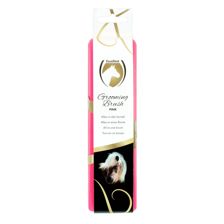 Paardenborstel M voor Vachtverzorging, 17,5 x 5 x 2 cm, Roze – Excellent Horse Grooming Brush