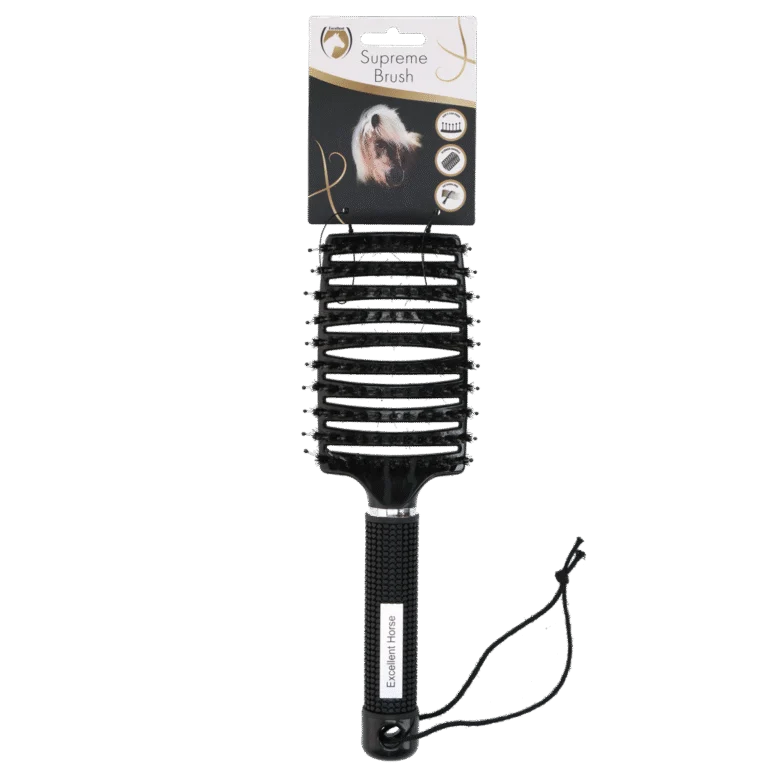 Manenborstel voor Ontklitten, 24,5 cm, Zwart – Excellent Horse Supreme Brush