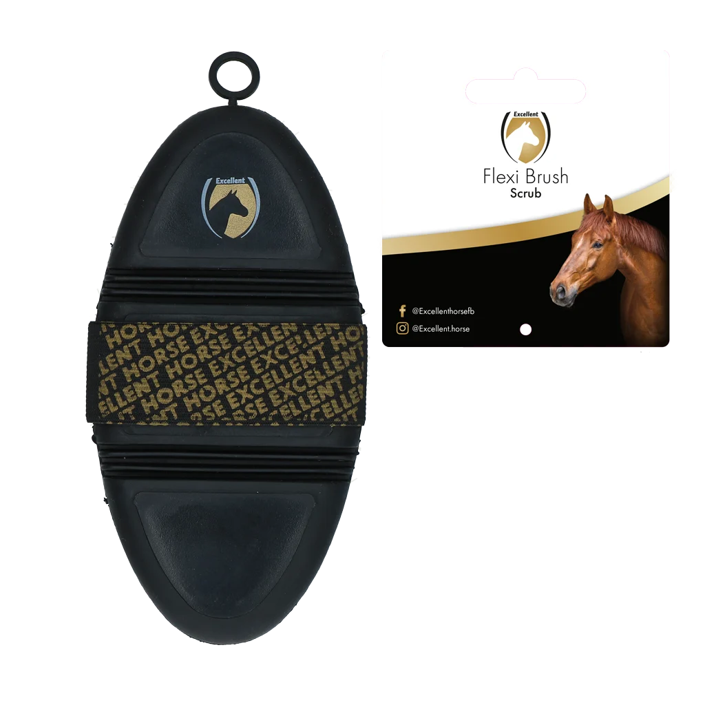 Harde Paardenborstel met Flexibele Bovenzijde – Excellent Horse Flexi Brush Scrub - Afbeelding 2