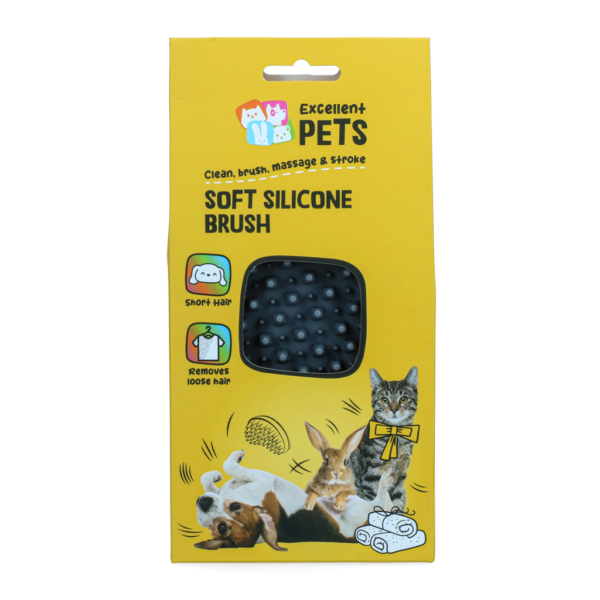 Hondenborstel van Siliconen voor Kort Haar, 12 x 6,5 x 2,5 cm – Excellent Pets Soft Silicone Brush