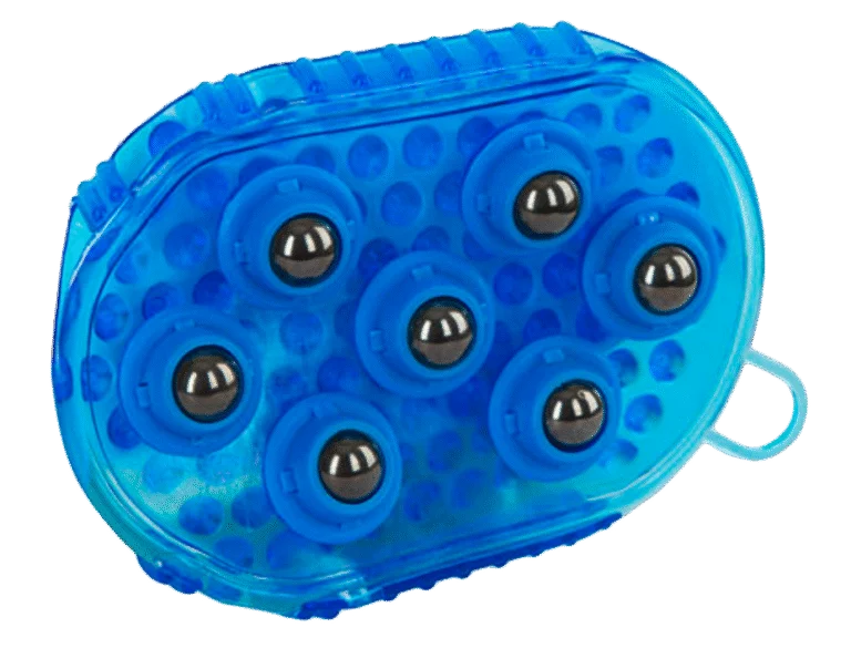 Massageborstel voor Paarden met 7 RVS Rollers, Blauw, 16 x 10 cm