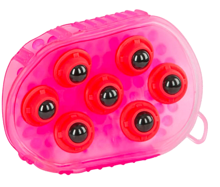 Massageborstel voor Paarden met 7 RVS Rollers, Roze, 16 x 10 cm