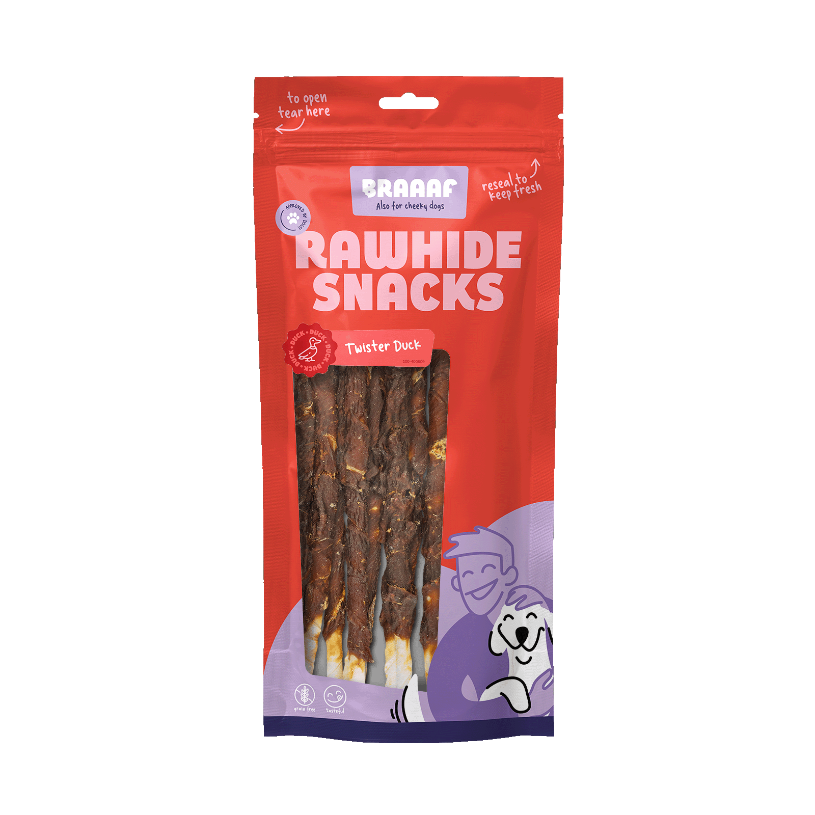 Kauwstaafjes met Eend, 25 cm, 8 Stuks – Braaaf Rawhide Twister Kauwstaafjes met Eend, 25 cm, 8 Stuks – Braaaf Rawhide Twister