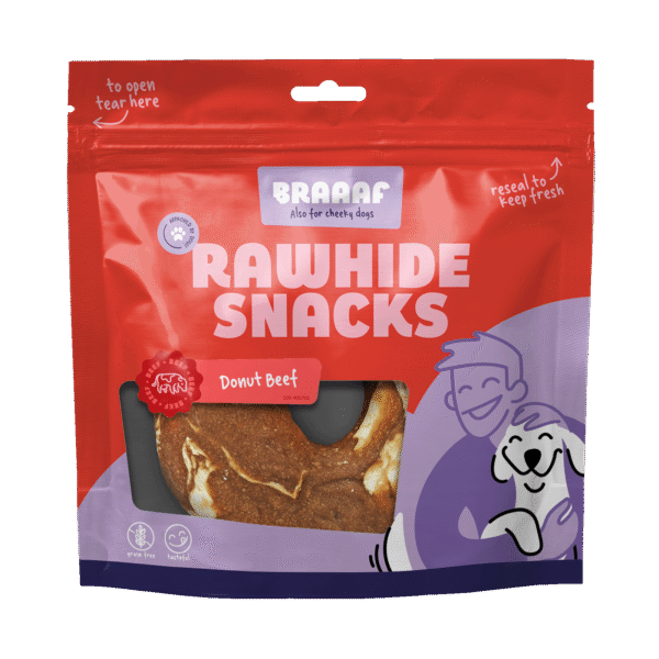 Kauwring met Rund en Vis, 1 Stuk – Braaaf Rawhide Donut