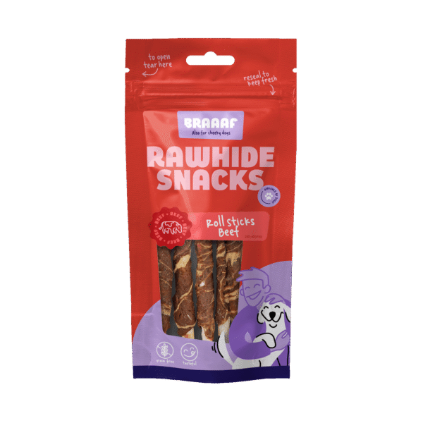 Kauwstaafjes met Rund en Vis, 8 Stuks – Braaaf Rawhide Roll Sticks