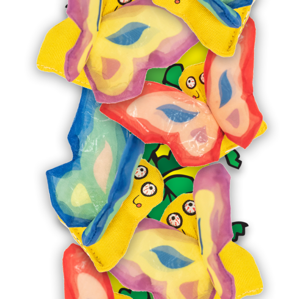 Displaystrip met 12 Butterfly kattenspeeltjes – Yeowww! Butterflies