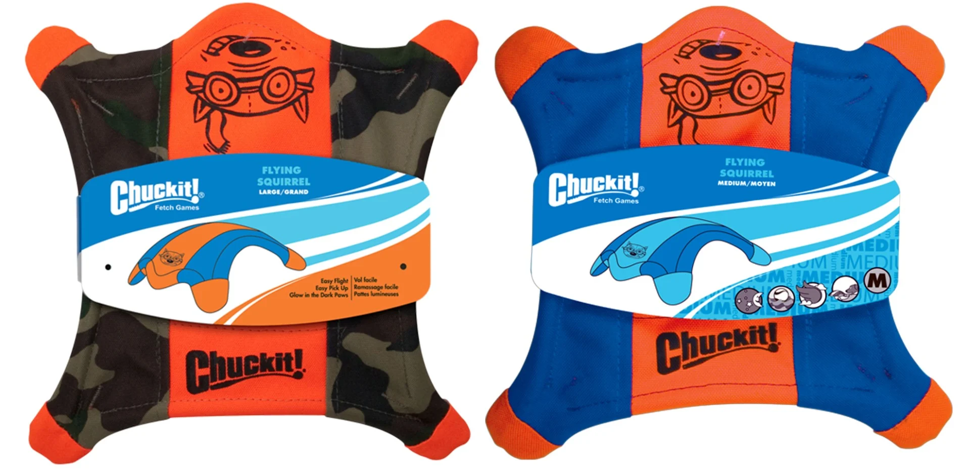 Hondenfrisbee van Canvas met Lichtgevende Poten, 24 x 24 cm – Chuckit! Flying Squirrel M - Afbeelding 2
