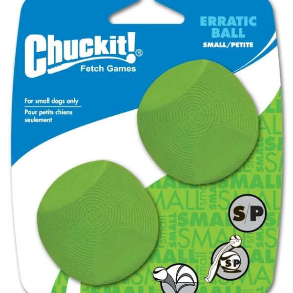 Hondenbal van Rubber met Hoekige Vorm, S 5 cm, 2 Stuks – Chuckit! Erratic Ball