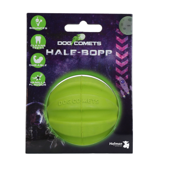 Hondenbal van Natuurlijk Rubber met Groeven, 6 cm, Groen – Dog Comets Hale Bopp