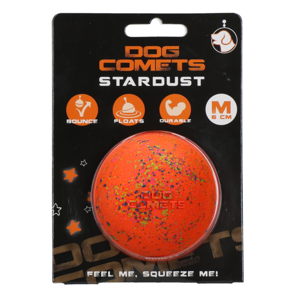 Hondenbal van Rubber M, 6 cm, Oranje – Dog Comets Stardust