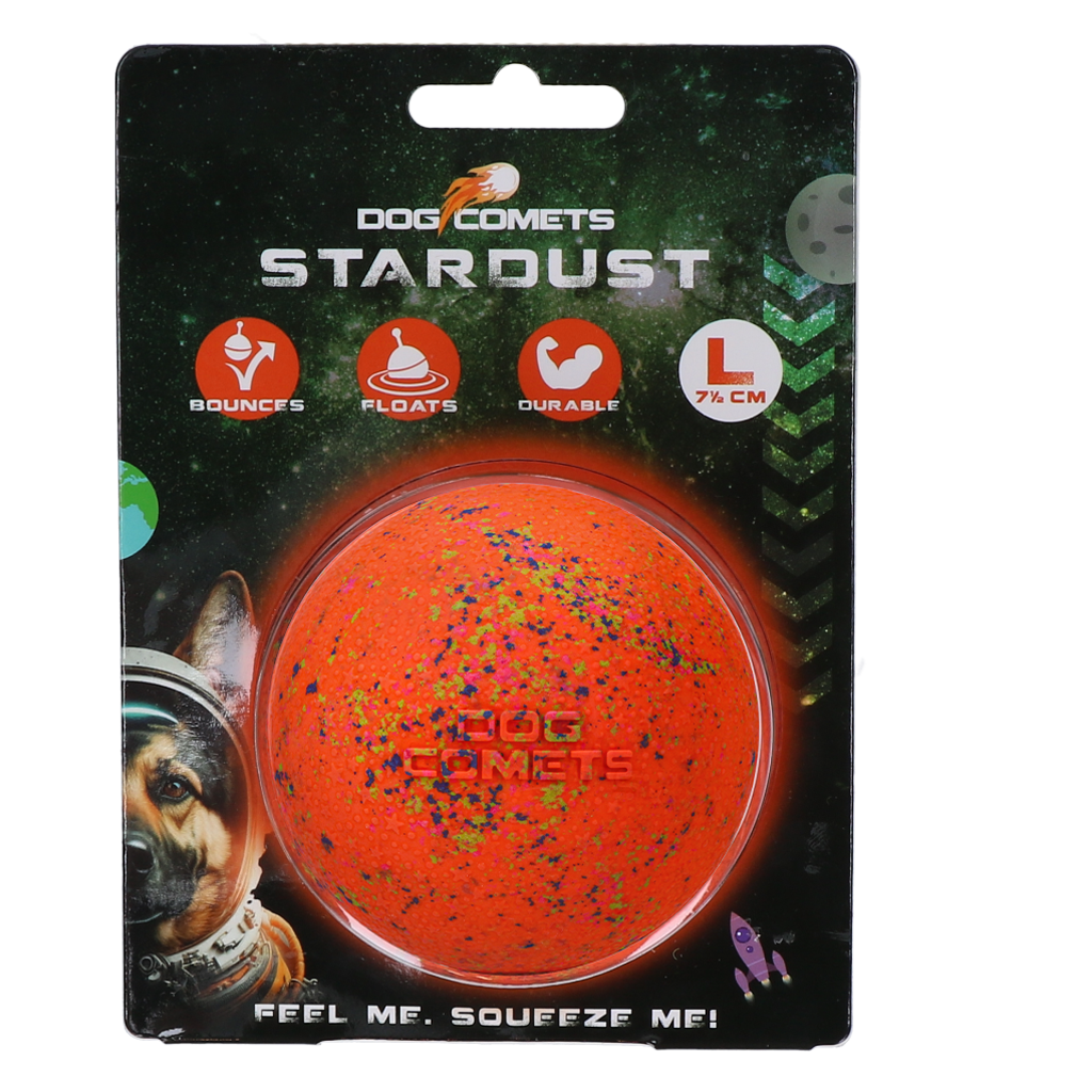 Hondenbal van Rubber L, 7,5 cm, Oranje – Dog Comets Stardust Hondenbal van Rubber L, 7,5 cm, Oranje – Dog Comets Stardust