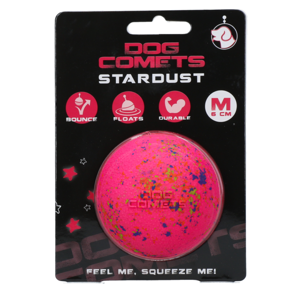 Hondenbal van Rubber, Roze M, 6 cm – Dog Comets Stardust