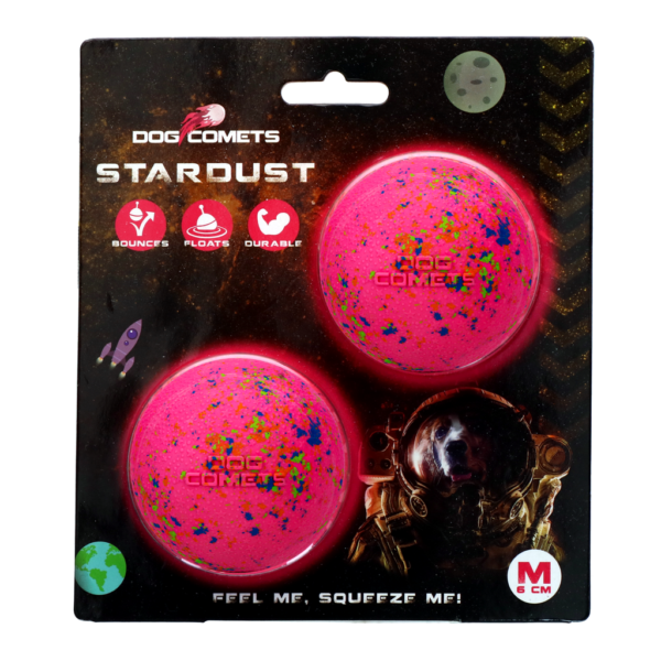Hondenbal van Rubber, Roze M, 6 cm, 2 Stuks – Dog Comets Stardust