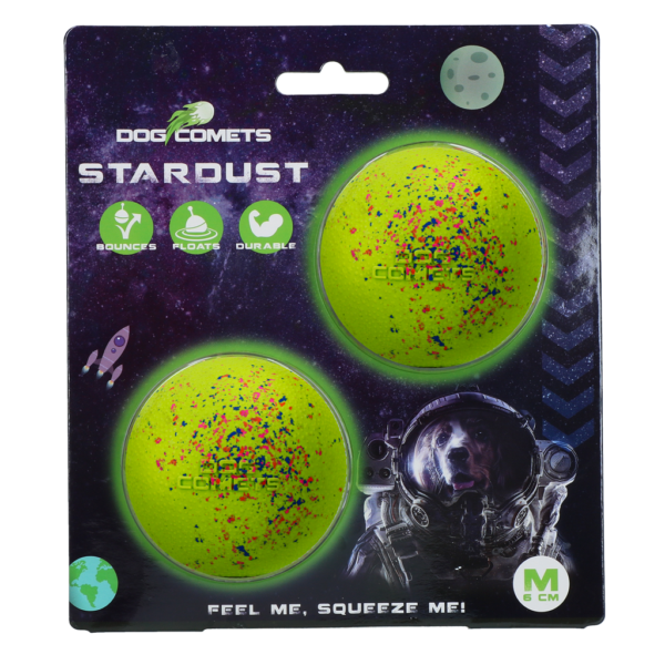 Hondenbal van Rubber M, 6 cm, Groen, 2 Stuks – Dog Comets Stardust