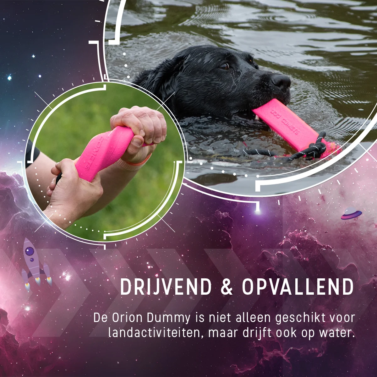 Apporteerdummy met Touw, Drijvend, 20 x 4 x 4 cm, Roze – Dog Comets Orion - Afbeelding 6