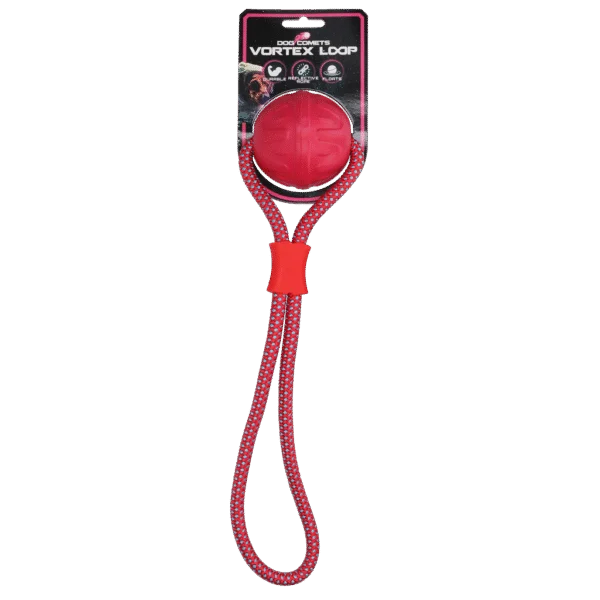 Hondenbal met Reflecterend Touw, Drijvend, Roze – Dog Comets Vortex Loop