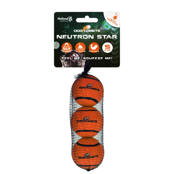 Hondentennisbal met Pieper S, Ø 5 cm, Oranje, 3 Stuks – Dog Comets Neutron Star