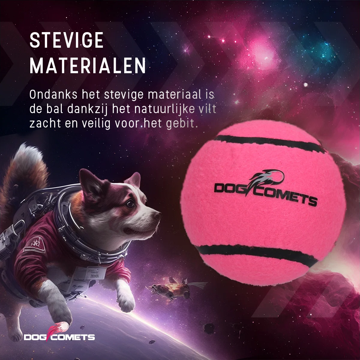 Tennisbal voor Honden, Drijvend, Ø 7,5 cm, Roze, 2 Stuks – Dog Comets Starlight - Afbeelding 3