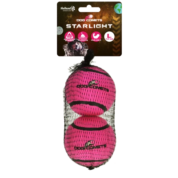 Tennisbal voor Honden, Drijvend, Ø 7,5 cm, Roze, 2 Stuks – Dog Comets Starlight