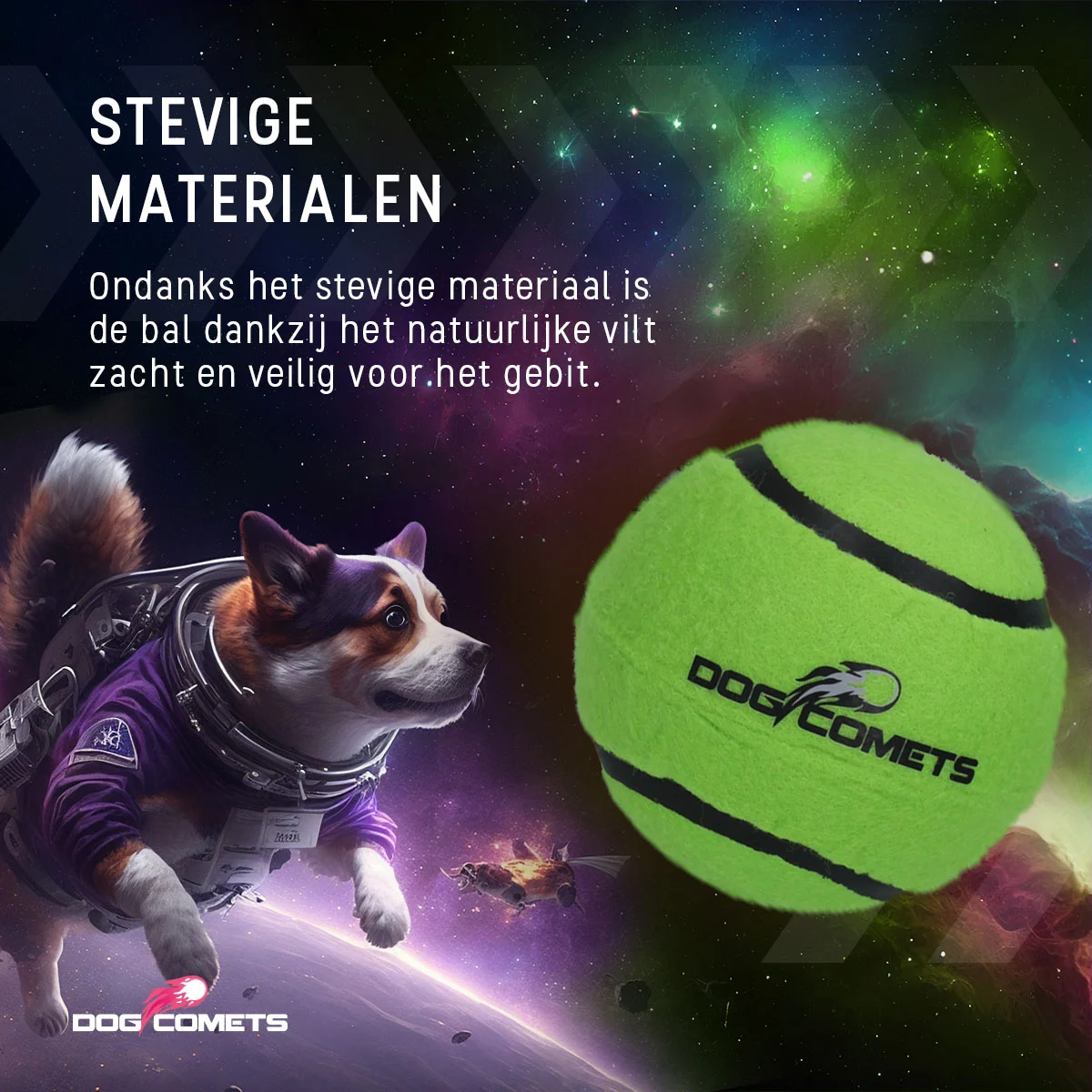 Tennisbal voor Honden, Drijvend, Ø 7,5 cm, Groen, 2 Stuks – Dog Comets Starlight - Afbeelding 3