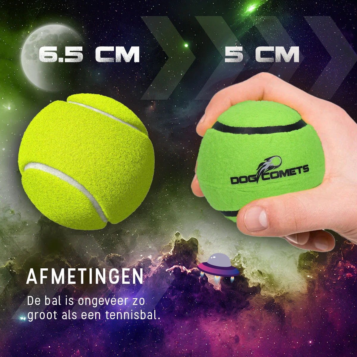 Tennisbal voor Honden, Drijvend, Ø 5 cm, Groen – Dog Comets Starlight - Afbeelding 6