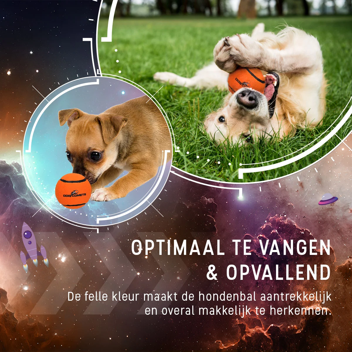 Tennisbal voor Honden, Drijvend, Oranje S, Ø 5 cm – Dog Comets Starlight - Afbeelding 4