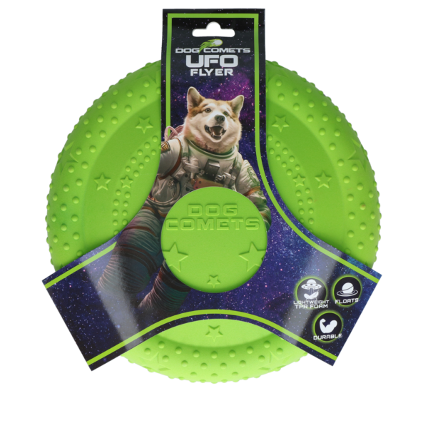 Hondenfrisbee van TPR Schuimrubber, Drijvend, Groen M – Dog Comets UFO Flyer