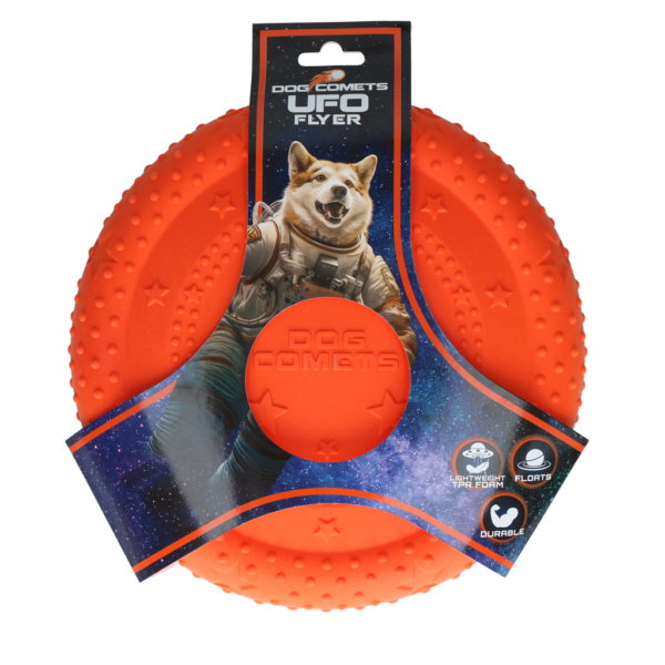 Hondenfrisbee van TPR Schuimrubber, Drijvend, Oranje M – Dog Comets UFO Flyer