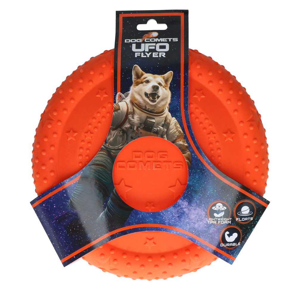 Hondenfrisbee van TPR Schuimrubber, Drijvend, Oranje M – Dog Comets UFO Flyer Hondenfrisbee van TPR Schuimrubber, Drijvend, Oranje M – Dog Comets UFO Flyer