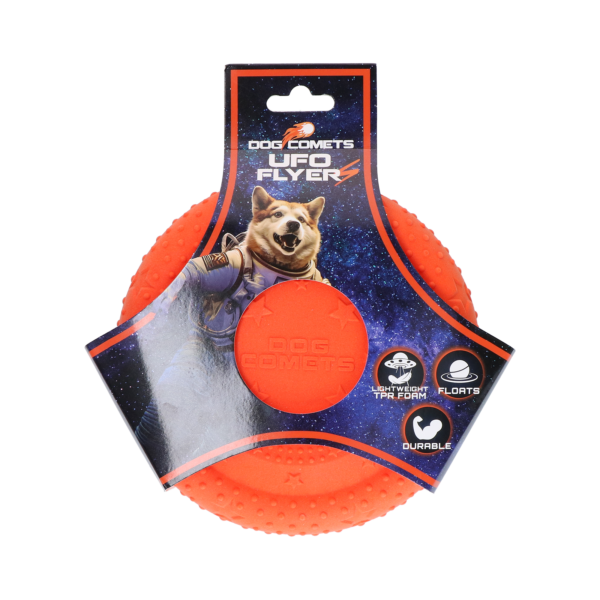 Hondenfrisbee van TPR Schuimrubber, Drijvend, Oranje S – Dog Comets UFO Flyer