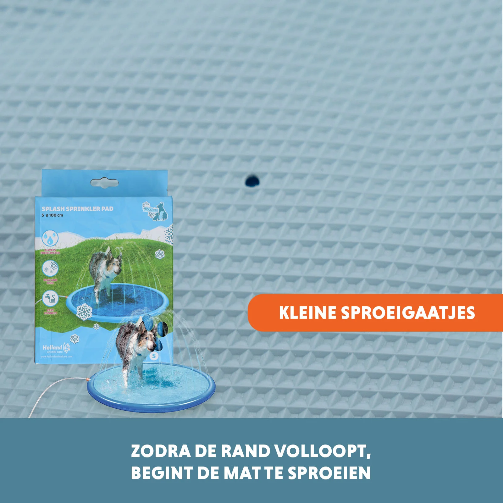 Sproeimat voor Honden met Tuinslangaansluiting, S 100 cm – Coolpets Splash Sprinkler Pad - Afbeelding 5