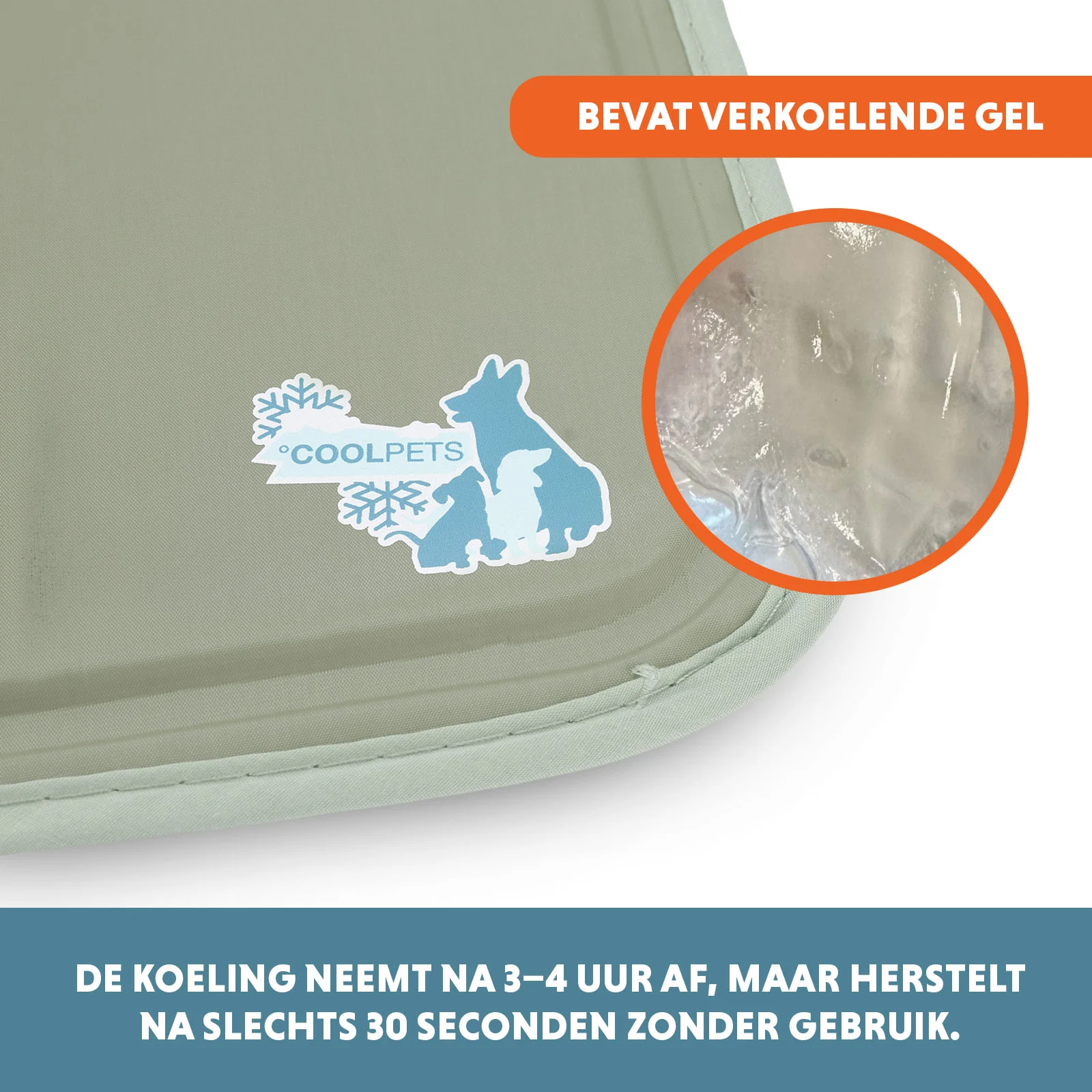 Koelmat voor Honden met Vaste Gel, Olijfgroen, M 76 x 50 cm – Coolpets Gel Cooling Mat - Afbeelding 3