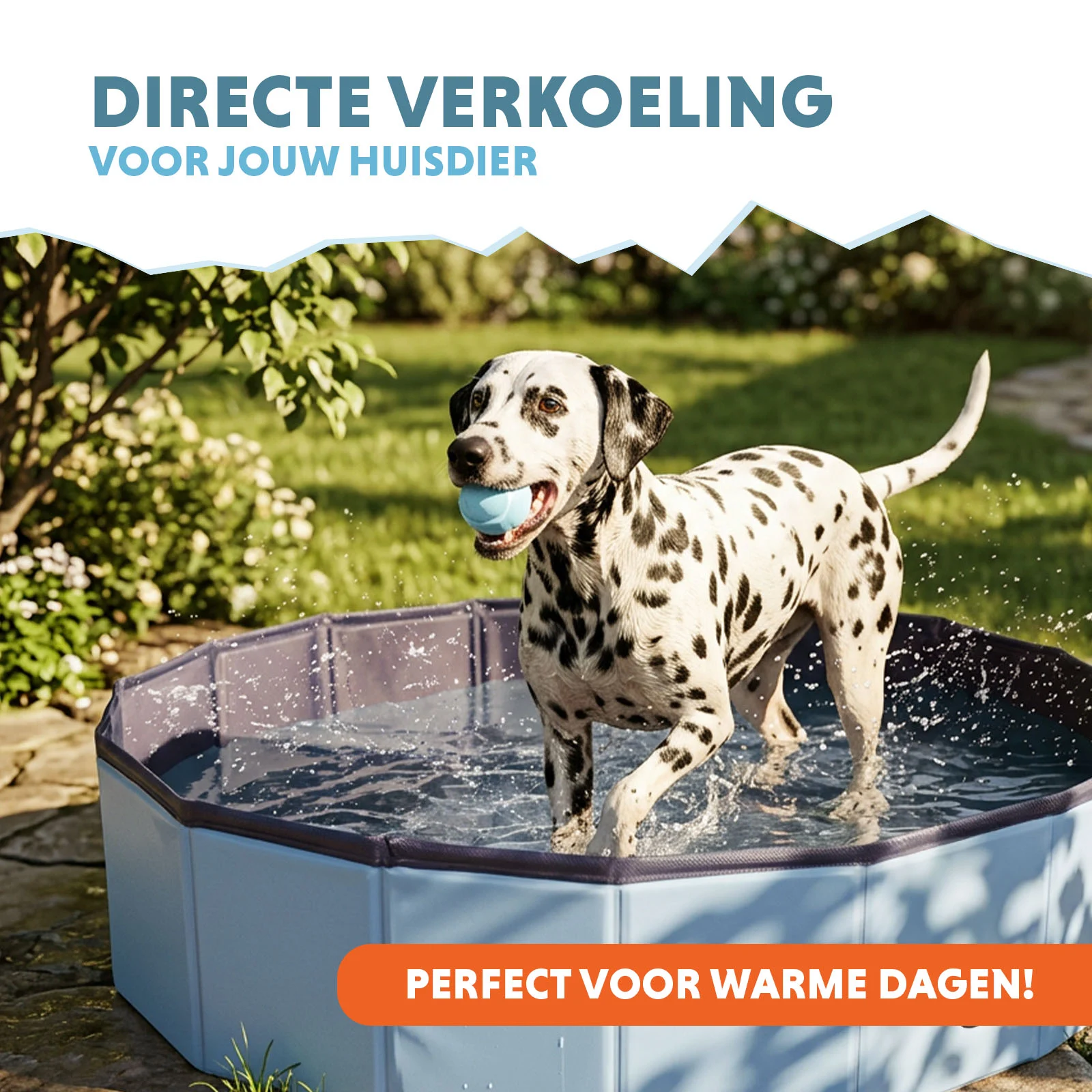 Hondenzwembad met Antislipbodem, Opvouwbaar, ø 120 x 30 cm – Coolpets Splash Dog Pool - Afbeelding 2