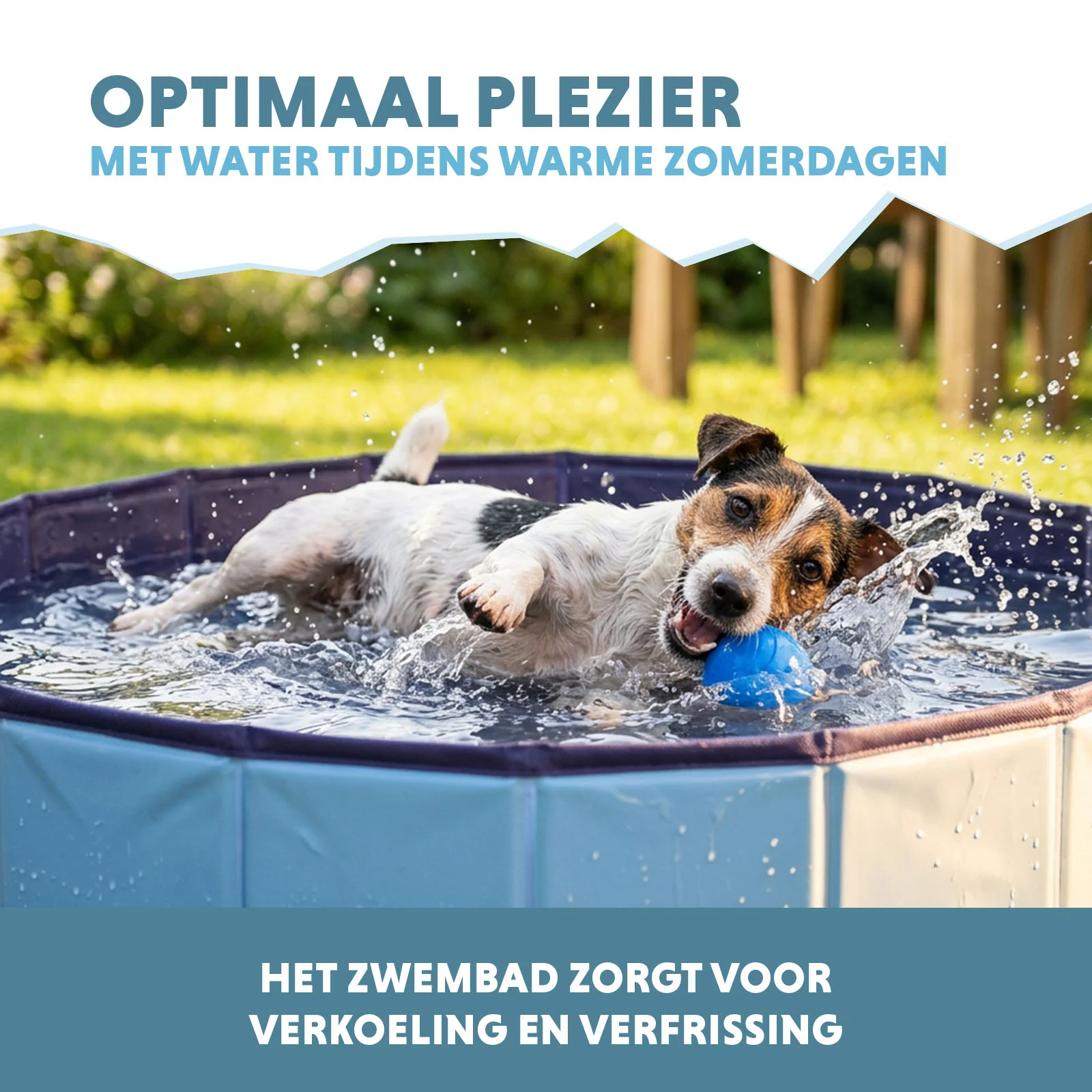 Hondenzwembad met Antislipbodem, Opvouwbaar, ø 120 x 30 cm – Coolpets Splash Dog Pool - Afbeelding 4