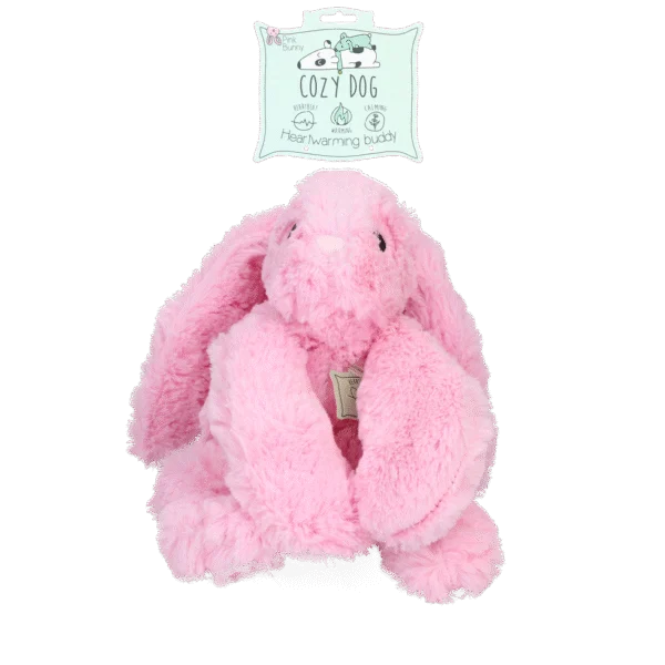 Hondenknuffel Konijn met Hartslag en Opwarmbaar Zakje, Roze, 30 x 20 cm – Cozy Dog Bunny