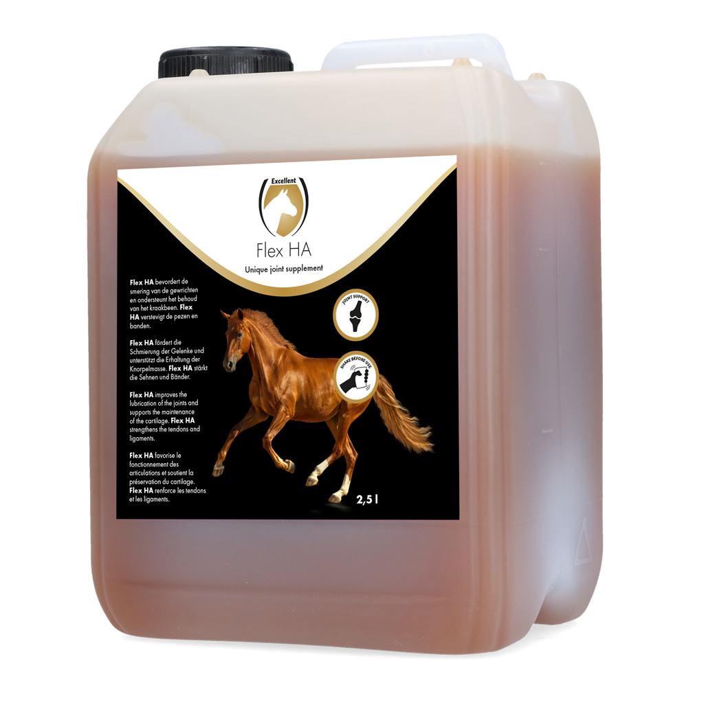 Gewrichtssupplement voor Paarden met Glucosamine en MSM, 2,5 l – Excellent Horse Flex HA Gewrichtssupplement voor Paarden met Glucosamine en MSM, 2,5 l – Excellent Horse Flex HA